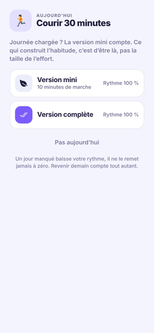 Le choix entre la version mini et la version complète d'une habitude