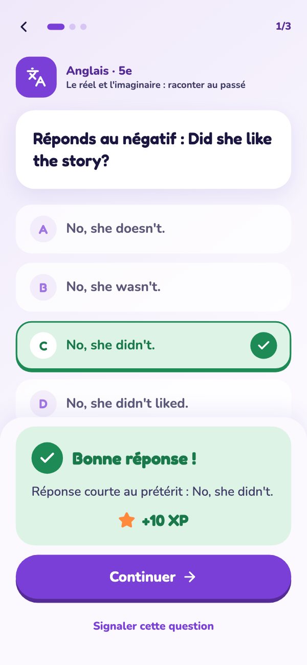Une question de quiz dans Rebond